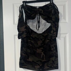 Camouflage Off-Shoulder Dress
